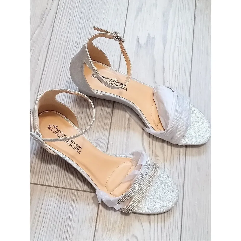 (57-4739) American Glamour By Badgley Mischka Women's Open Toe Wedges Sz 7.5